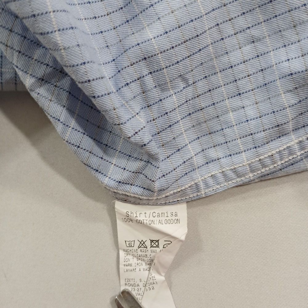 Ermenegildo Zegna Shirt Mens Large Blue Check Long Sleeve Button Up - Picture 6 of 11